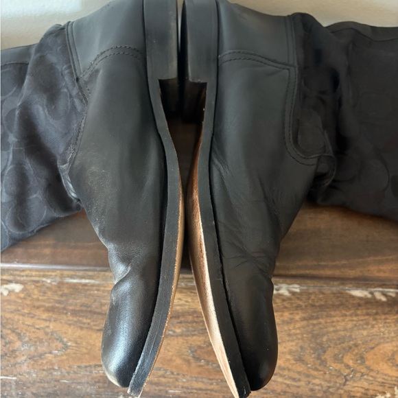 COACH Black Leather and Fabric Boots - Picture 6 of 16
